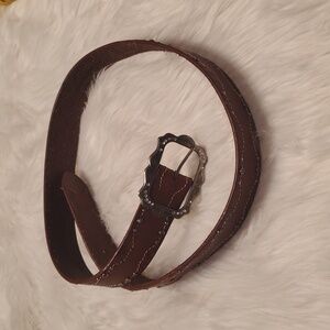 Nine West Brown Leather Western Belt with Silver Buckle